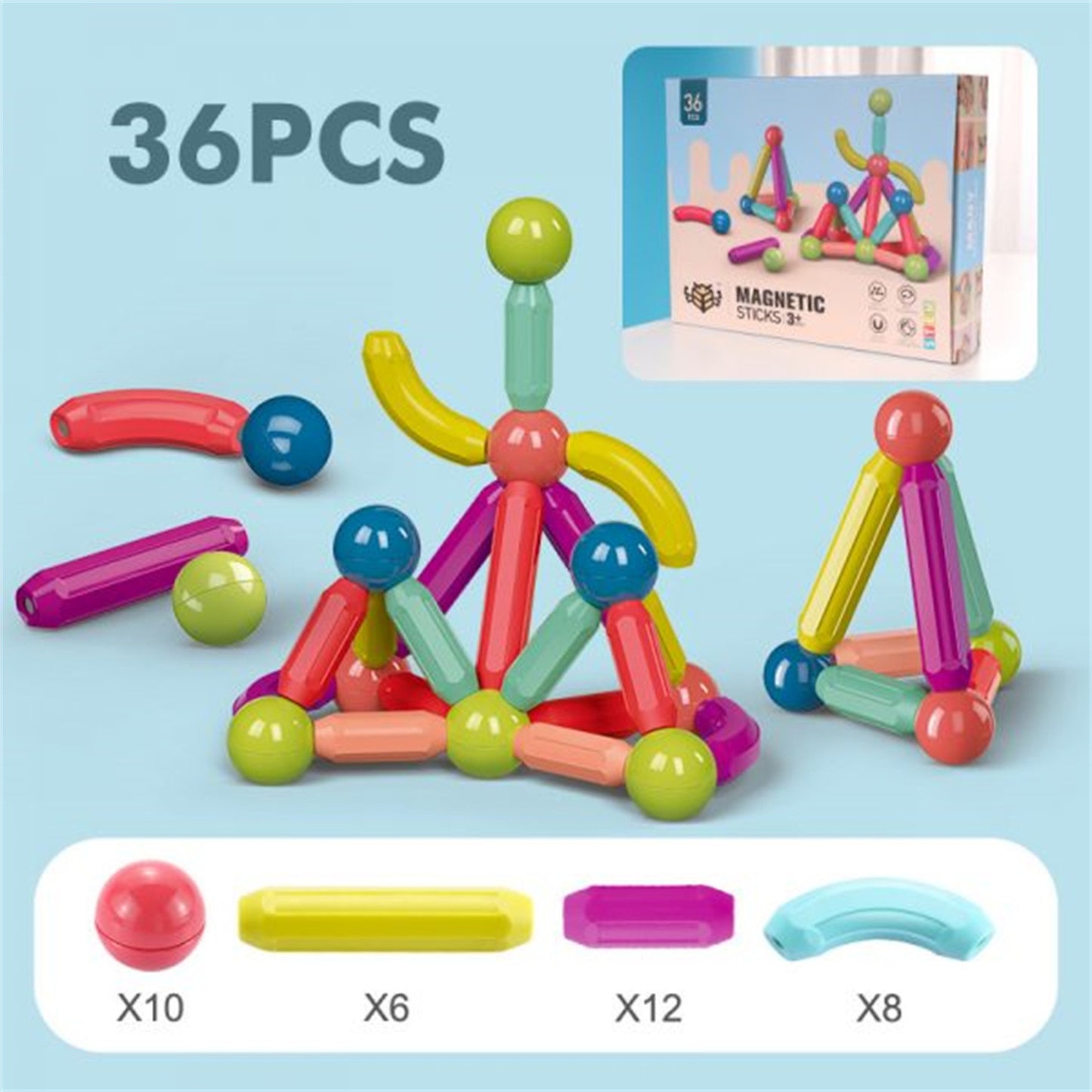 Magnetic Building Blocks For Kids 36 PCS